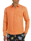 Vilebrequin Linen Sportshirt In Tangerine