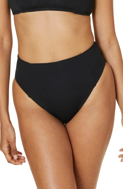 Andie High Waist Cheeky Bikini Bottoms In Black