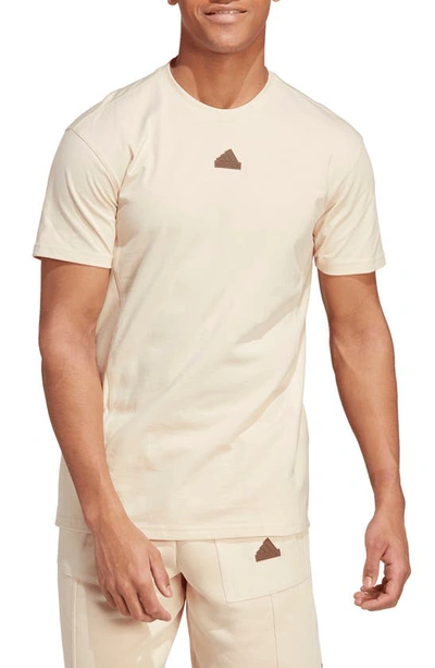 Adidas Sportswear Cotton Logo T-shirt In Sand Strata