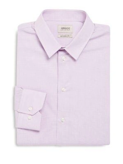 Armani Collezioni Modern Fit Checked Cotton Dress Shirt In Pink