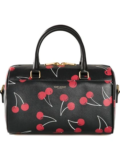 Yves Saint Laurent Saint Laurent Black Leather Cherry Print