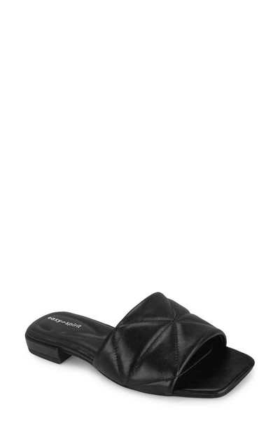 Easy Spirit Quincie Square Toe Slide Sandal In Black Leather