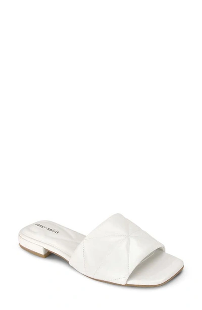 Easy Spirit Quincie Square Toe Slide Sandal In White Leather