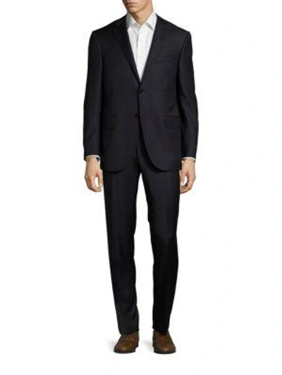 Corneliani Virgin Wool & Cashmere Striped Suit In Blue
