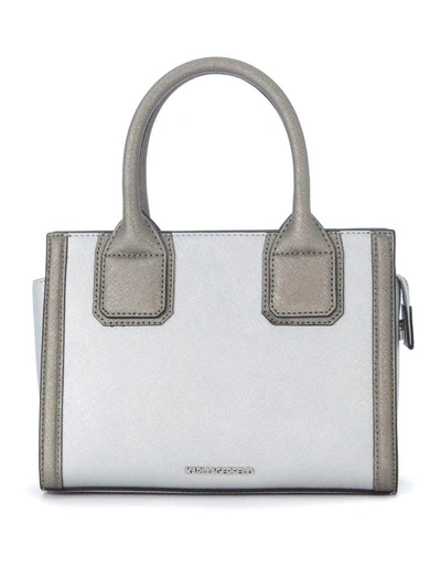 Karl Lagerfeld Klassic Mini Silver Leather Handbag In Argento