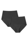 Proof Assorted 2-pack Period & Leak Resistant High Waist Super Light Absorbency Smoothing Briefs In Black/ Black
