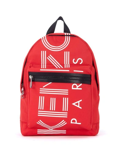 Kenzo In Red And White Nylon Backpack