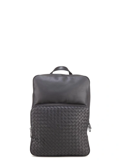 Bottega Veneta Woven Detail Backpack In Black