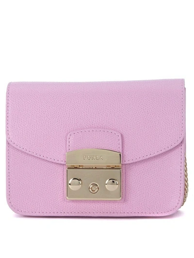 Furla Metropolis Mini Pink Leather Shoulder Bag In Rosa