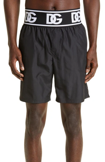 Dolce & Gabbana Logo Swim Trunks In Black