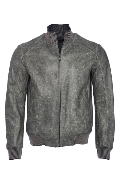 Robert Comstock Paratrooper Reversible Leather Jacket In Grey