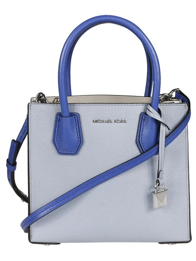 Michael Kors Color Block Mercer Shoulder Bag In Plbl-wt-elbl