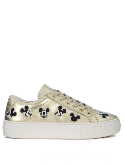 Moa Master Of Arts Moa Mickey Mouse Gold Leather Sneakers In Oro