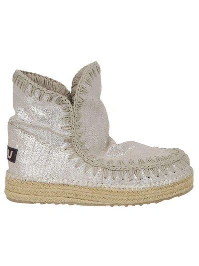 Mou Eskimo 18 Jute Perf Glitter Hi-top Sneakers In Elephant Grey