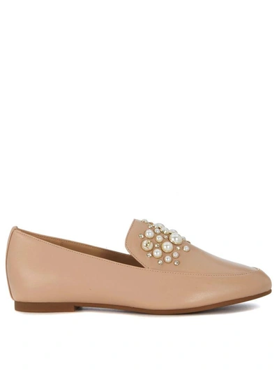 Michael Kors Gia Pale Pink Flat Shoes With Pearls In Rosa