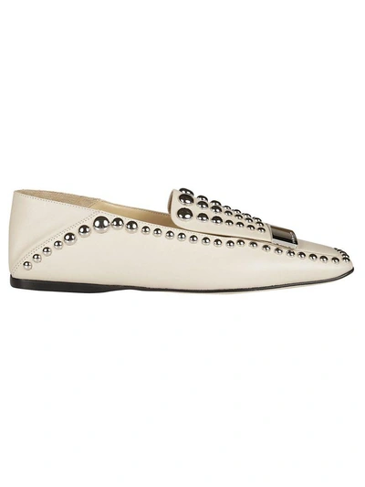 Sergio Rossi Studded Slippers In Chalk
