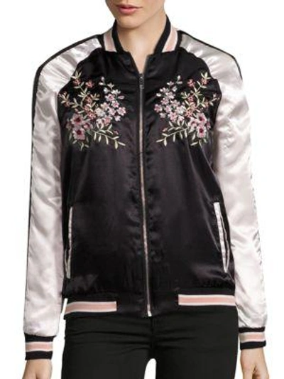 C&c California Embroidered Bomber Jacket In Black
