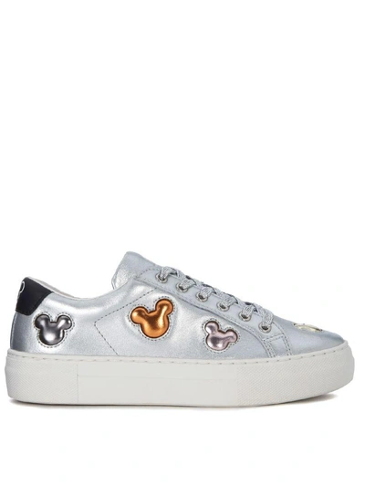 Moa Master Of Arts Moa Mickey Mouse Multicolor And Silver Leather Sneaker In Argento