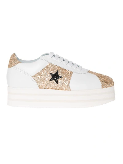 Chiara Ferragni Glitter Star Sneakers In White