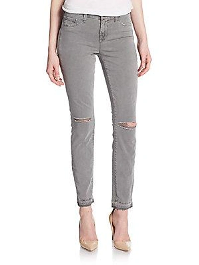 J Brand 811 Mid-rise Distressed Skinny Jeans In Silver Fox