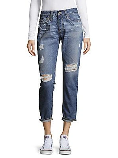 Ag Distressed Cropped Cotton Denim Pants In Sixteen Years