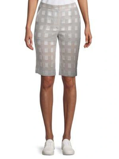 Akris Checkered Cotton Shorts In Anemone Pink