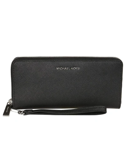 Michael Kors Jet Set Travel Zip-around Wallet In Nero