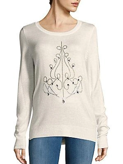 Saks Fifth Avenue Sequin Chandelier Sweater In Heather Oatmeal