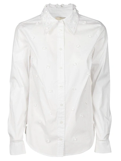 Michael Kors Michael  Floral Embellishment Shirt In White