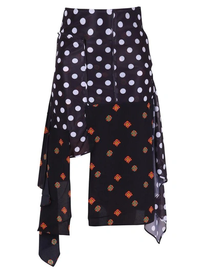 Jw Anderson Black Printed Skirt In Black