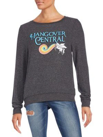 Wildfox Hangover Central Graphic Sweatshirt In Dirty Black