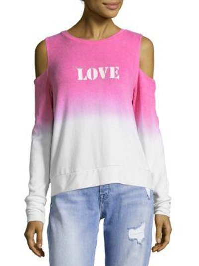 Peace Love World Ombre Cold Shoulder Top In Cabaret