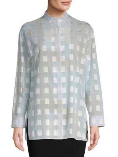 Akris Square Cotton Button-down Shirt In Grey