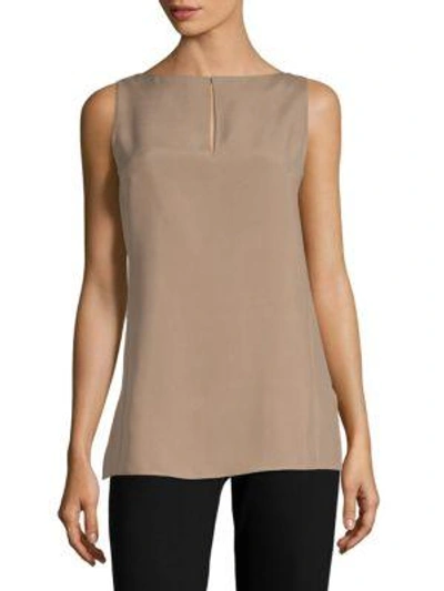 Akris Knitted Sleeveless Silk Top In Caramel