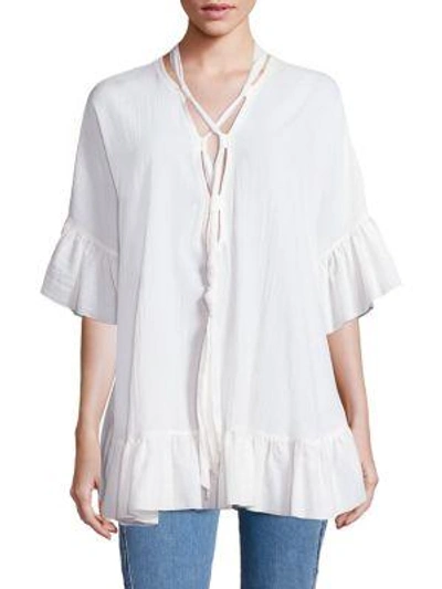 Chloé Crepe Tie Bell Sleeve Tunic In White