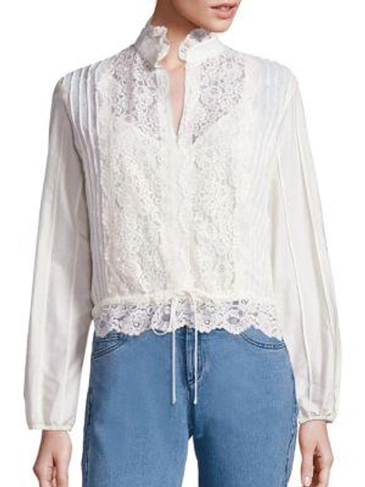 See By Chloé Cotton Lace Blouse In Navy