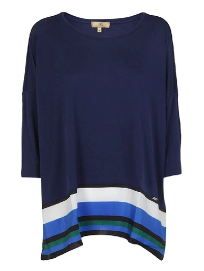 Fay Striped Hem Top In Blu