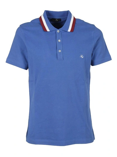 Fay Logo Embroidered Polo Shirt In Light Blue