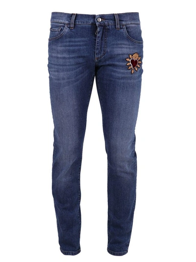 Dolce & Gabbana Blue Jeans With Patch Detail