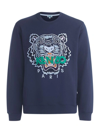 Kenzo Blue Ink Tiger Fleece With Emboidery