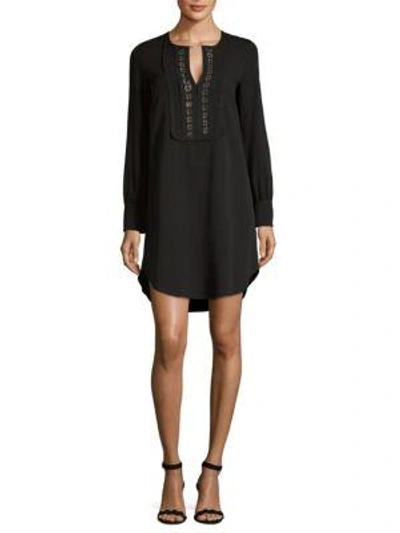 See By Chloé Embroidered Long-sleeve Dress In Black
