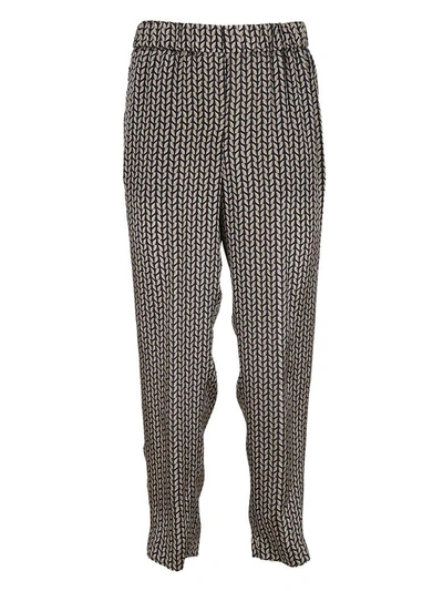 Peserico All Over Print Trousers In Blue