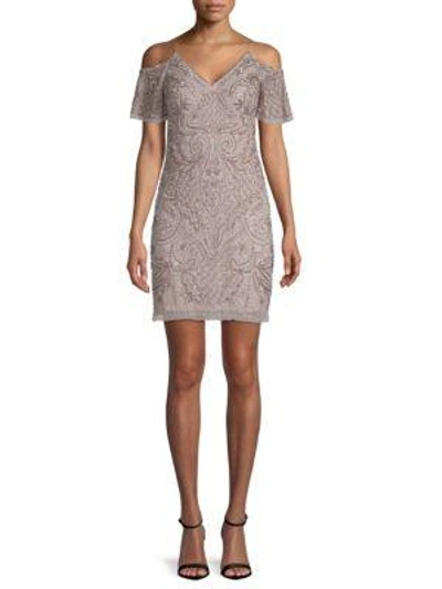 Aidan Mattox Embellished Cold-shoulder Dress In Nocolor