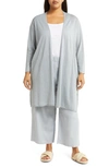 Eileen Fisher Open-front Linen-cotton Cardigan In Light Grey