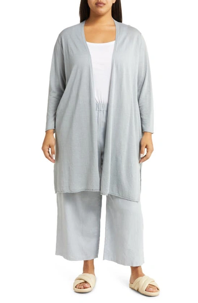 Eileen Fisher Open-front Linen-cotton Cardigan In Geyser
