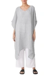Eileen Fisher Handkerchief Kimono-sleeve Linen Caftan In Grey