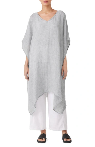 Eileen Fisher Handkerchief Kimono-sleeve Linen Caftan In Grey