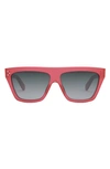 Celine Logo Flat-top Square Acetate Sunglasses In Shiny Red / Gradient Smoke
