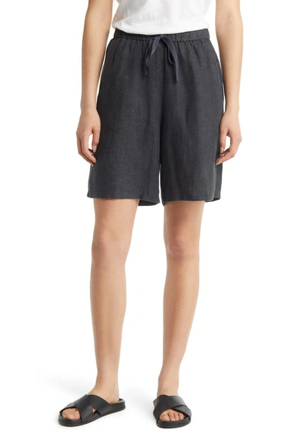Eileen Fisher Delave Linen Bermuda Shorts In Graphite