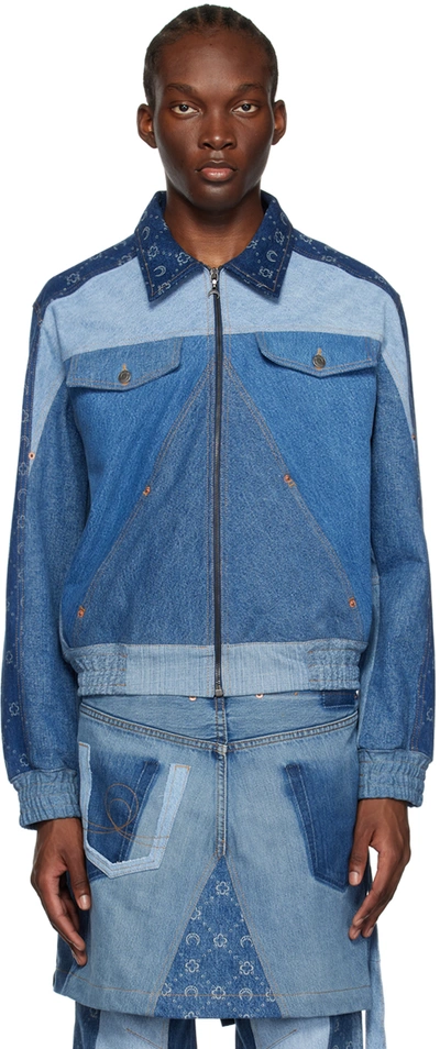 Marine Serre Monogram Denim Jacket In Blue